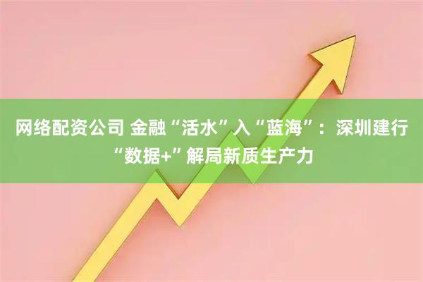 网络配资公司 金融“活水”入“蓝海”：深圳建行“数据+”解局新质生产力